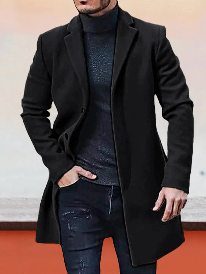 Herren einreihige einfarbige Jacke mit Schnalle