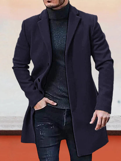 Herren einreihige einfarbige Jacke mit Schnalle