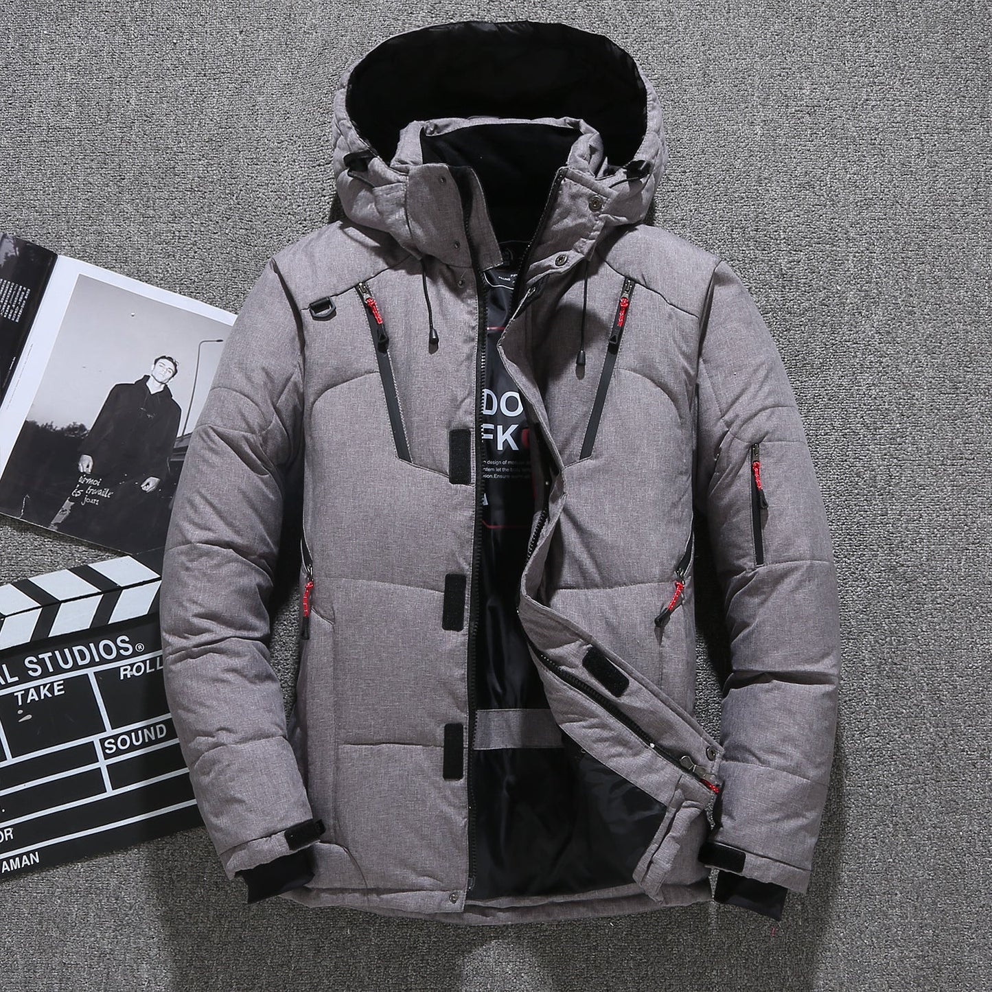 Weißer Entendaunenparka für Männer - Warme Winterjacke- Kostenlose Lieferung