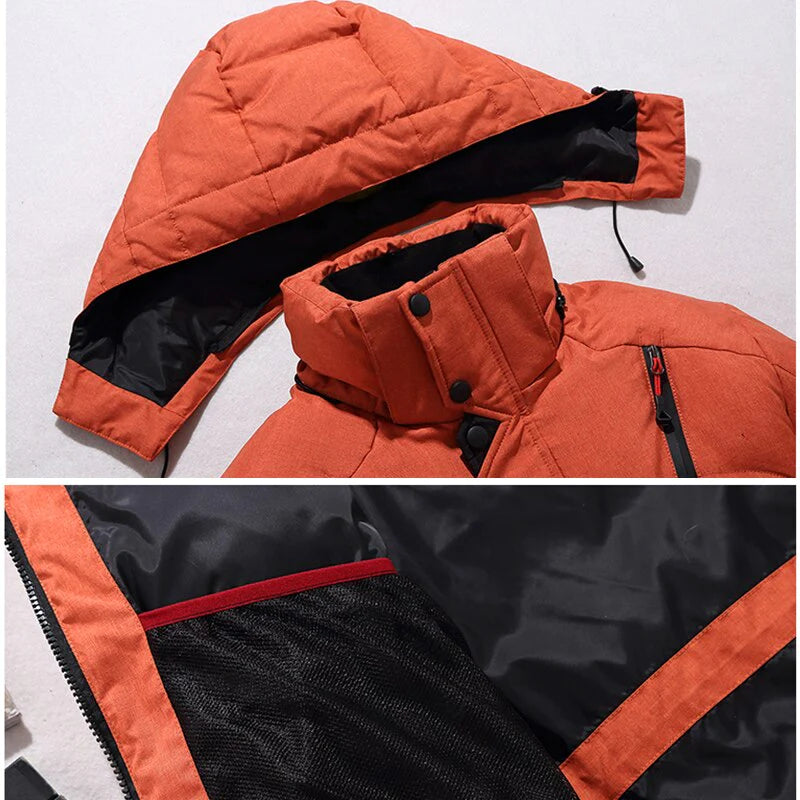 Weißer Entendaunenparka für Männer - Warme Winterjacke- Kostenlose Lieferung