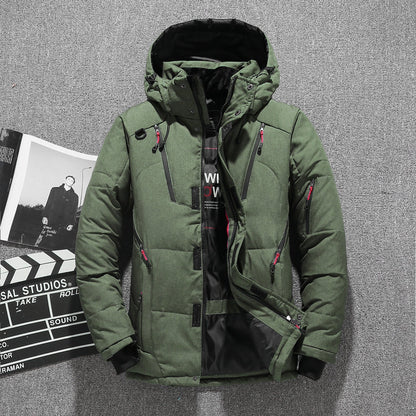Weißer Entendaunenparka für Männer - Warme Winterjacke- Kostenlose Lieferung