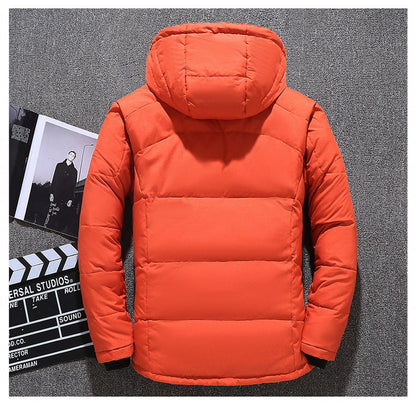 Weißer Entendaunenparka für Männer - Warme Winterjacke- Kostenlose Lieferung